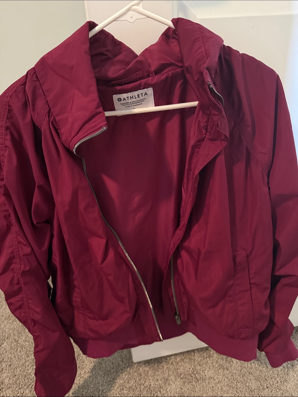 Athleta Women's Deep Raspberry Bomber Jacket